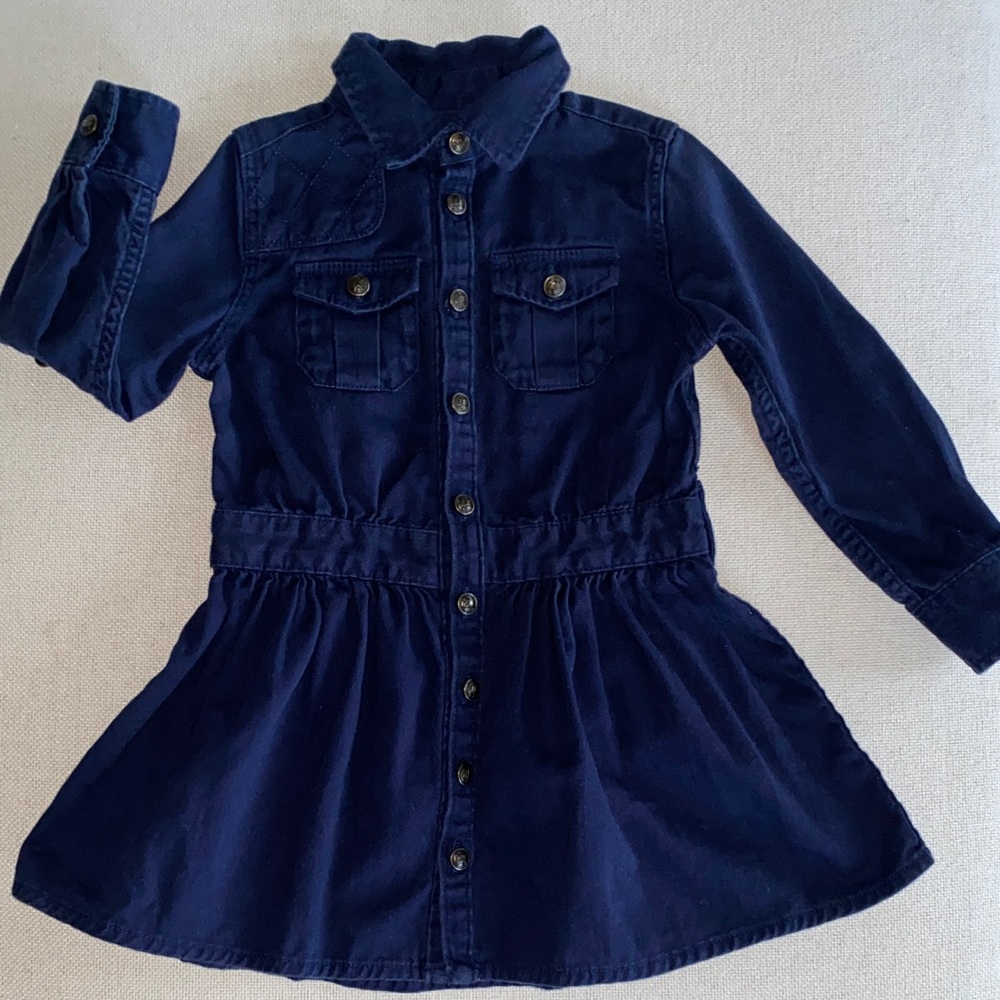 Ralph Lauren Navy Blue Button-Up Cotton Denim Dress 3T